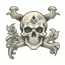 skull cartoon ghost tattoo design idea