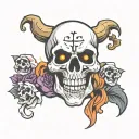 skull cartoon ghost tattoo design idea