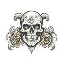 skull cartoon ghost tattoo design idea