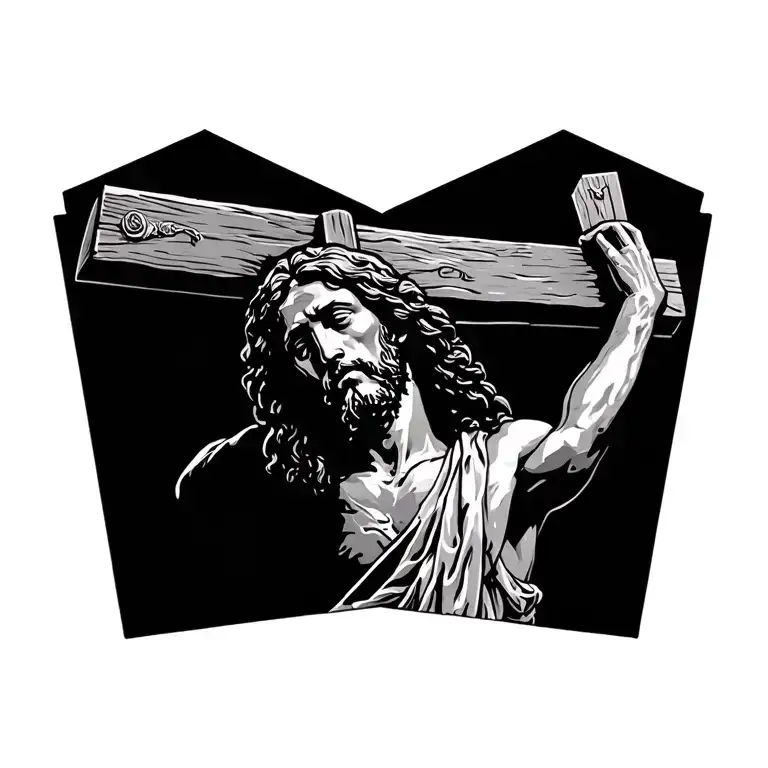 jesus carrying the cross tattoo design idea