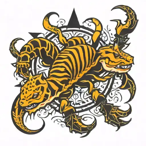 scorpio leo star sign tattoo design idea