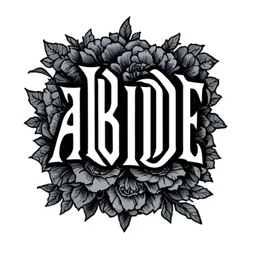 "ABIDE" ABIDE in times new roman but small tattoo design idea