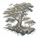 a tree with lifes ups and downs tattoo design idea