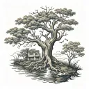 a tree with lifes ups and downs tattoo design idea