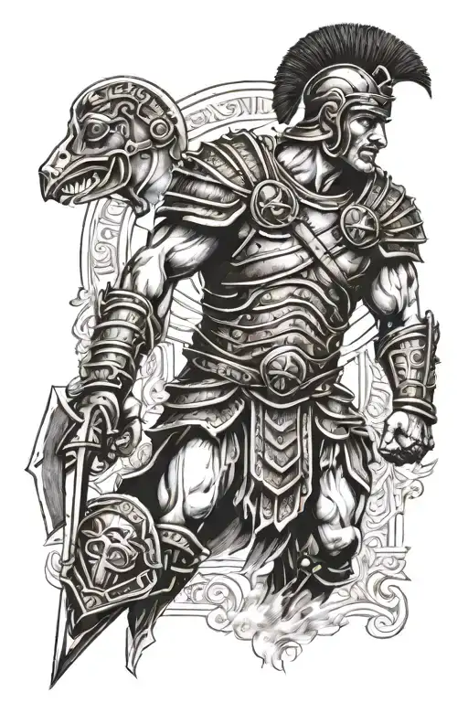 roman gladiator tattoo design idea