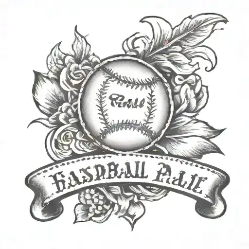 baseball with family names incorporated into the stitching.  Names are Patty, Andie, Emily and Owen tattoo design idea