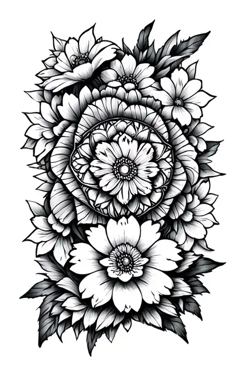 mandala and flowers and add a pokemon fine line tattoo design idea