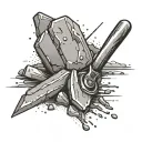 mining pick hammering a rock tattoo design idea