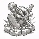 mining pick hammering a rock tattoo design idea