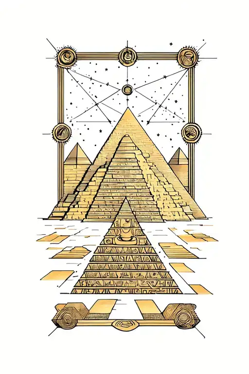 Orion constellation aligned with pyramids of Giza incorporate Osiris literal and the Nile river element tattoo design idea