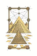 Orion constellation aligned with pyramids of Giza incorporate Osiris literal and the Nile river element tattoo design idea