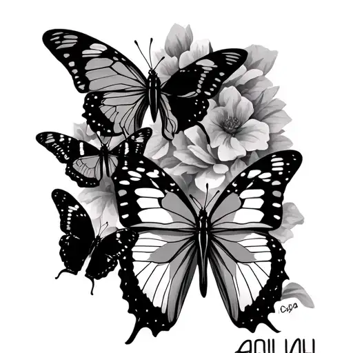 "Aaliyah" Buterflies tattoo design idea