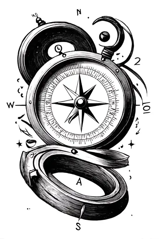 simple compass tattoo design idea