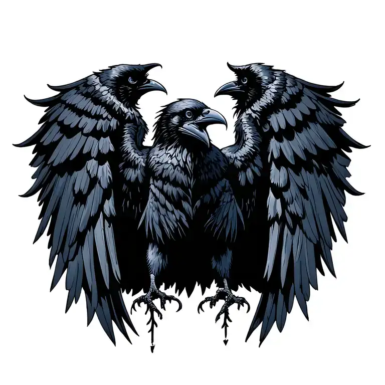 crow wings spred out across chest tattoo design idea