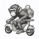 basic cute monkey on scooter minimalist outline tattoo tattoo design idea