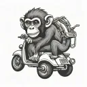 basic cute monkey on scooter minimalist outline tattoo tattoo design idea