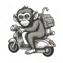 basic cute monkey on scooter minimalist outline tattoo tattoo design idea