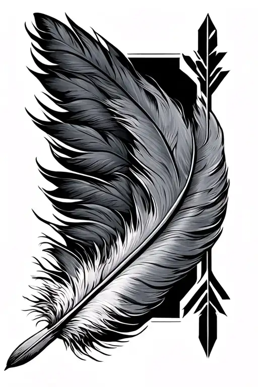 feather, bird, arrow tattoo design idea
