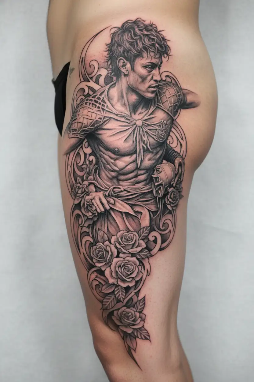 Roman statue, Neymar, FortunAlone tattoo design idea