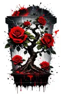 thunderstorms striking and bonsai tree an nature an roses  tattoo design idea