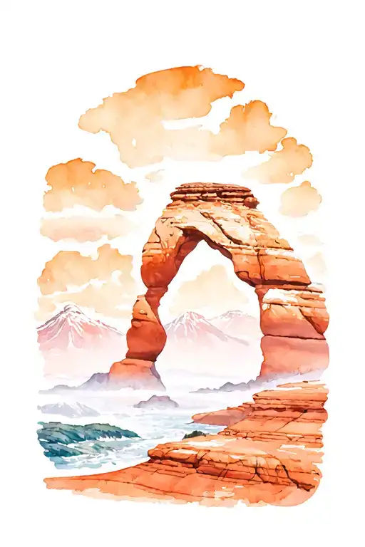 sitka, alaska and delicate arch moab utah tattoo design idea