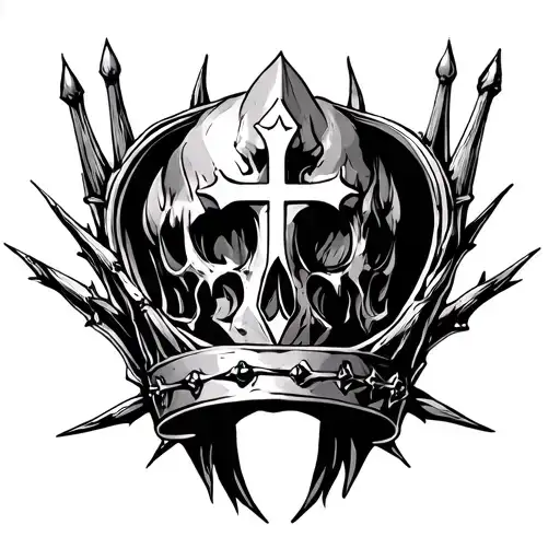 Cross And Thorn Crown tattoo design idea