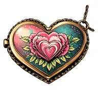 heart shaped locket tattoo design idea