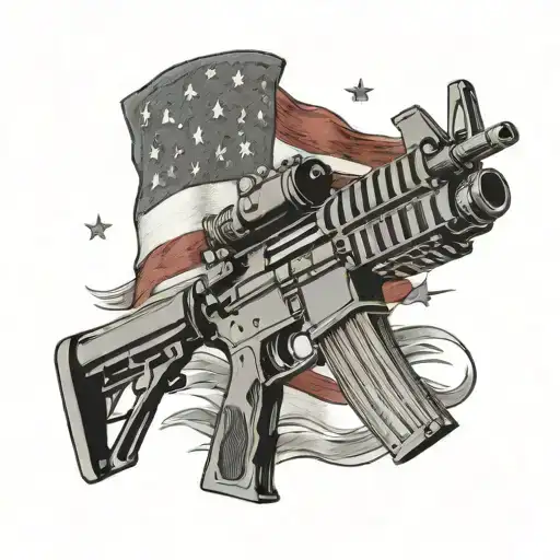 US flag with M4 rifle inside tattoo design idea
