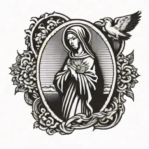 saint mary with st louis arch tattoo design idea