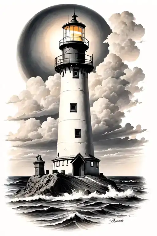 lighthouse tattoo design idea
