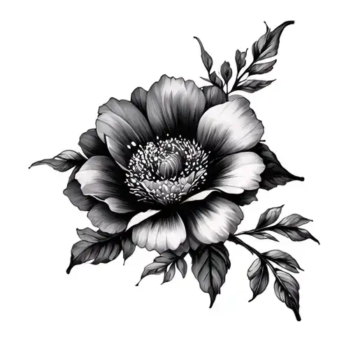 Lark with flower dainty tattoo design idea