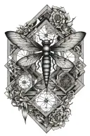 metatron cube. dragonfly. sacred geometry tattoo design idea