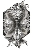 metatron cube. dragonfly. sacred geometry tattoo design idea