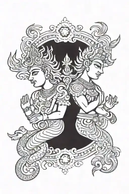 brahma vishnu mahesh symbols tattoo design idea