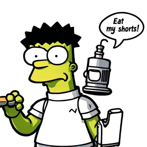 BART Simpson dressed as bender from the breakfast club with a chat bubble that says "Eat my shorts!" tattoo design idea