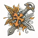 CROSS MADE WITH GRILLING SPATULA AND GRILLING FORK  tattoo design idea