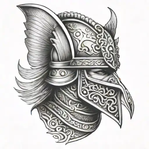 ottoman warrior face armour  fine art tattoo design idea