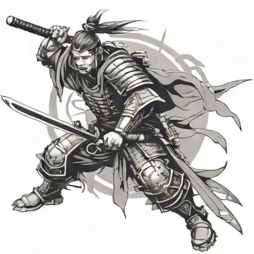 samurai cyberpunk japanese style tattoo design idea