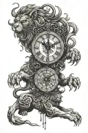 what i would like is the word gemini written in taiwanese chinese 1 lion a broken style clock with my brother's date wri tattoo design idea