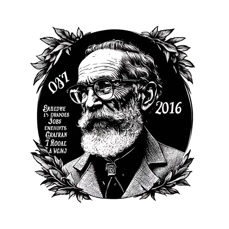 grandpa memorial tattoo with dates incorporated within the design tattoo design idea