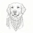 a golden retriever wearing a plaid bandana tattoo design idea