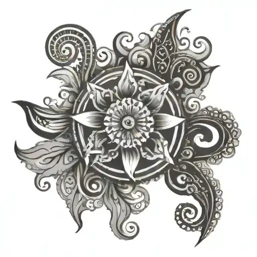 karma mantra band style tattoo design idea