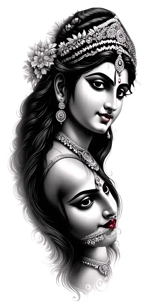 lord shiva is going to get married to parvati family love tattoo design idea