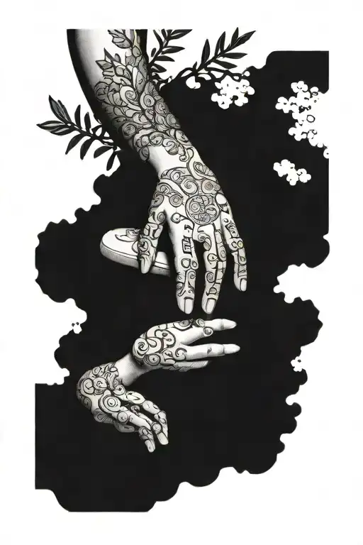 stair way to heaven hands with rosemary beads greek god tattoo design idea