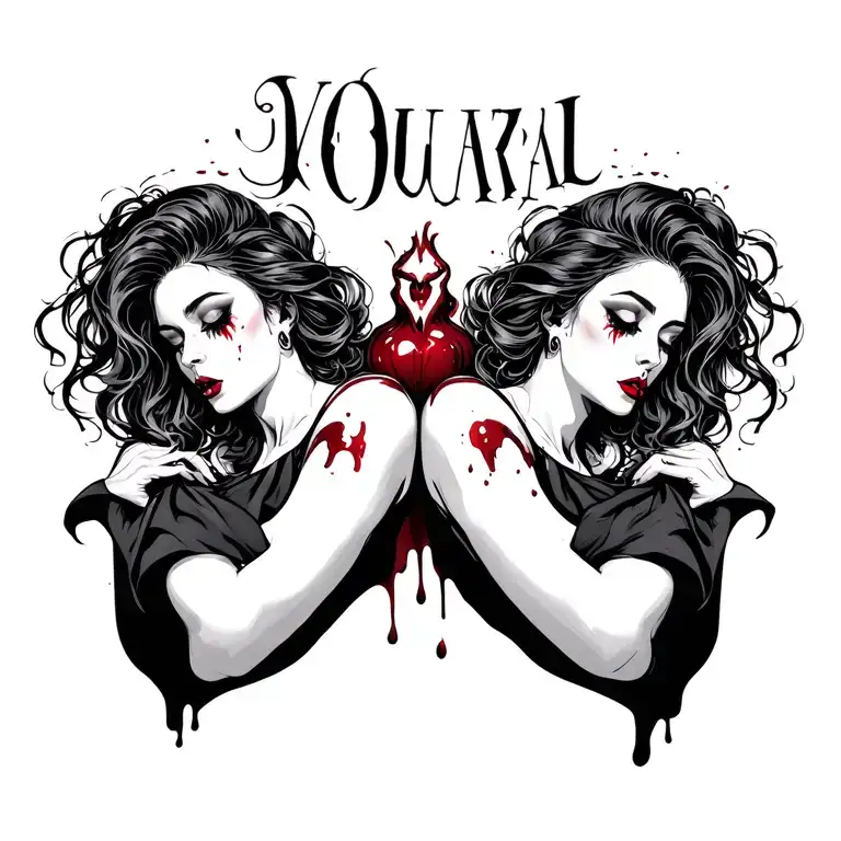 sexy vampire bloody women full body  tattoo design idea