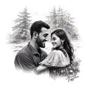 commemorative for a father and daughter getting back home after a long struggle in a foreign country  tattoo design idea