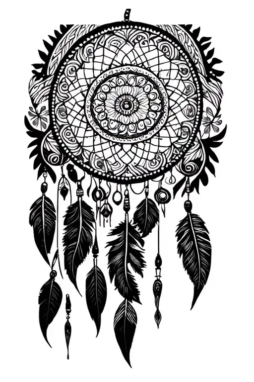 mandala, and dreamcatcher outline drawing tattoo tattoo design idea