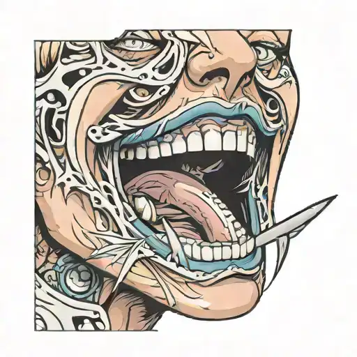 hentai anime girl shyly opens her mouth open tattoo design idea