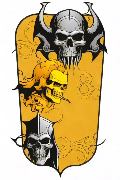 midevil knight with skull tattoo design idea