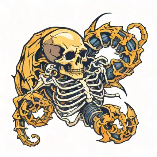 skeleton  and scorpion  tattoo design idea